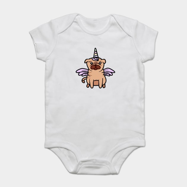 Cute Pug Unicorn Dog Lover Baby Bodysuit by logiamerch